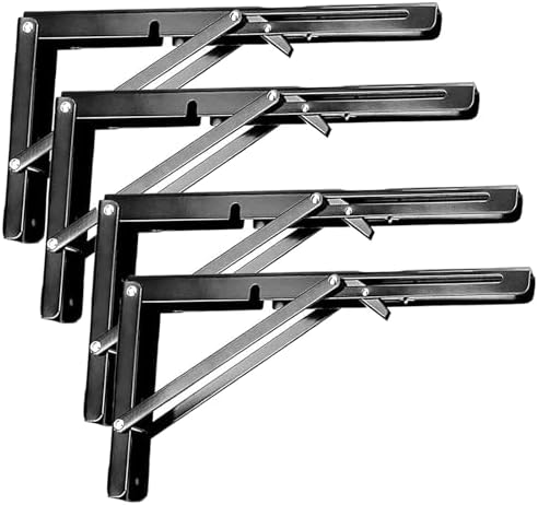 ZOENHOU 4PCS 16 Inch Folding Shelf Brackets, 330lb Max Load Heavy Duty Metal Collapsible Shelf Brackets with Screws, Wal