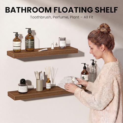 Fun Memories Floating Shelves for Wall 36 Inch, Set of 2 – Wall-Mounted Storage & Display Shelf with Invisible Bracket, 