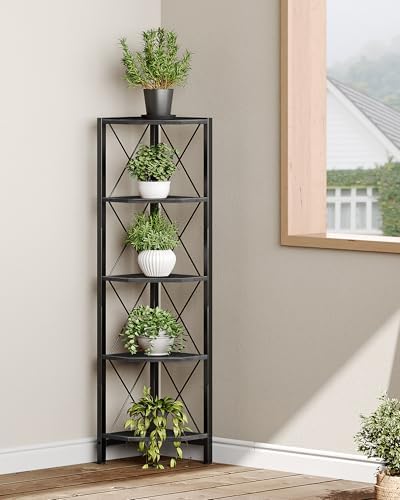 CHOEZON 5-Tier Corner Shelf, Corner Bookcase, 55.2" Tall Vertical Display Rack, Plant Stand, Open Storage Shelf, for Liv