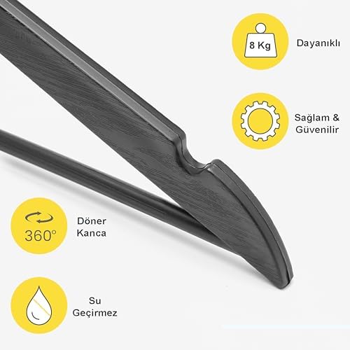 24 Pieces Black Wood Look Plastic Hangers Clothes Clothes Shirt Hanger with Gold Hooks