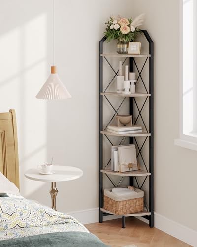 CHOEZON 5-Tier Corner Shelf, Industrial Corner Bookshelf, 59.4" Corner Storage Stand, Plant Stand Display Shelf, Corner 