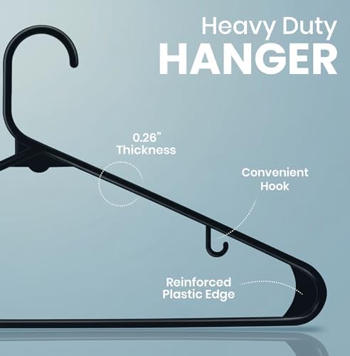 Utopia Home Plastic Hangers 20 Pack – Built-in Strap Hooks Black