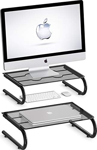 Simple Houseware Mesh Monitor Stand Riser, Black, 2 Pack