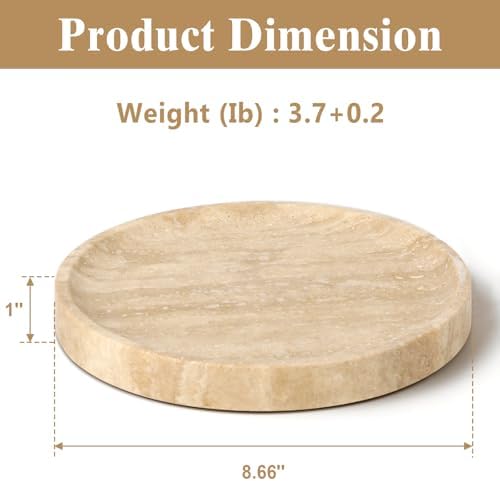 Natural Travertine Vanity Tray - Decorative Stone Marble Tray for Bathroom Countertop, Elegant Organizer for Home Decor,