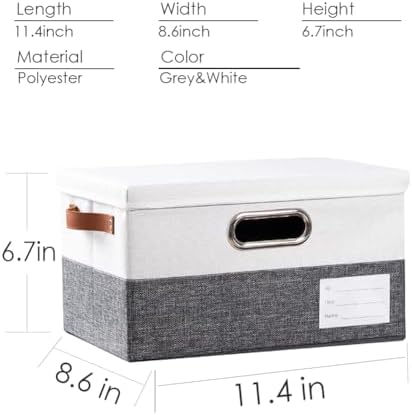 PRANDOM Storage Bins with Lids [3-Pack] Linen Fabric Foldable Storage Boxes Organizer Containers Baskets Cube with Cover