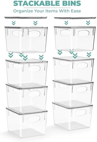 Sorbus Medium Plastic Storage Bins with Lids - Kitchen, Pantry, Refrigerator Organizer Bins - Clear, 4 Pack