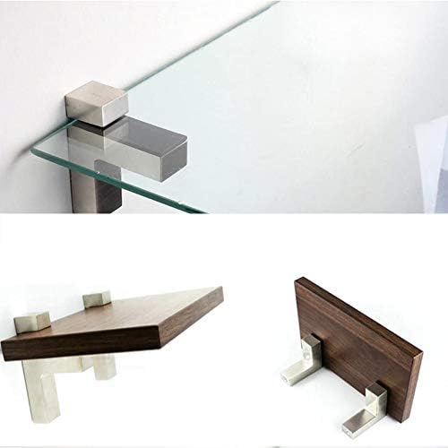 AWEN 4pcs Solid Metal Adjustable Wood/Glass Shelf Bracket Wall Mount, Shelf Holders，3-28mm Thick Adjustable Shelf Bracke