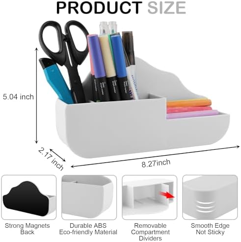 KITANIS Cloud Style 3 Compartment Magnetic Dry Erase Marker Holder, Pen Pencil Organizer for Refrigerator, Whiteboard, Locker Accessories