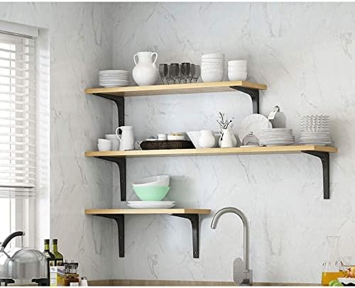 SAYAYO Wall Shelf Bracket Black, 8 X 6 Inch Heavy Duty L Bracket for Wood