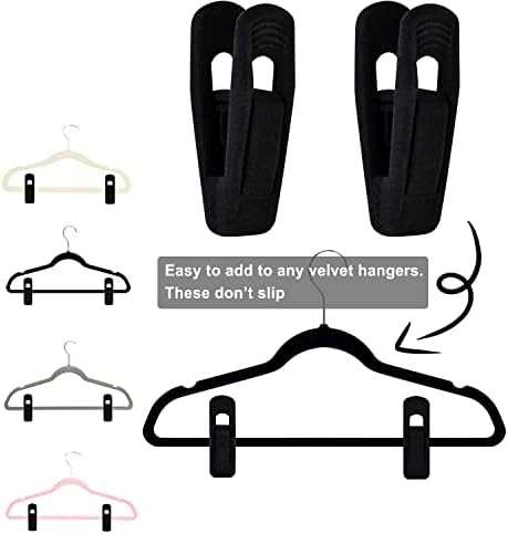 TOFIIGREM Black Velvet Hangers Clips (80-Pack), Non-Slip Strong Velvet Hangers Clips for Velvet Skirt Hangers, Velvet Pants Hanger Velvet Clips Fit for Thin Velvet Clothes Suit Hangers