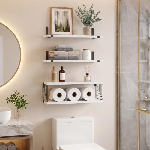 Fixwal 3+1 Tier Bathroom Floating Shelves Over Toilet, White