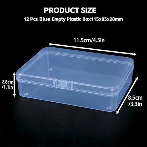 LJY 12 Blue Rectangular Plastic Boxes, 4.5 x 3.3 x 1.1 in for Craft Kits