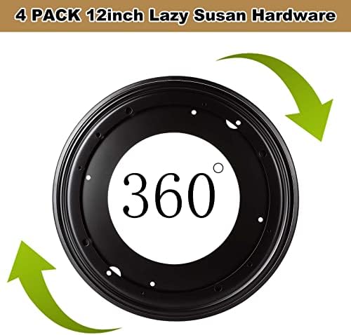 12 inch Lazy Susan Hardware, 4 Pcak Large Lazy Susan Turntable Bearing 5/16" Thick 1000lbs, Lazy Susan for Table, Servin
