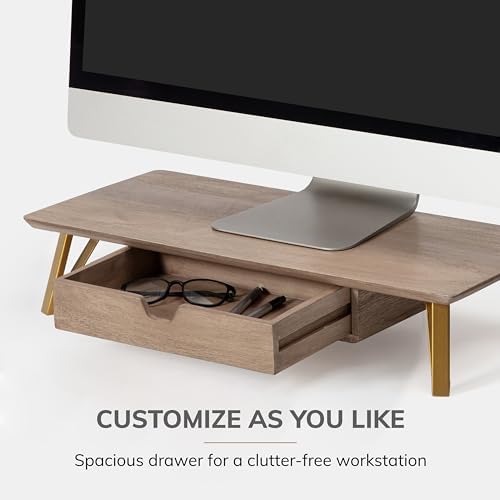 Anji Mountain Monitor Stand for Desk - Desktop Organizer & Laptop Riser, Ergonomic Monitor Riser, Space-Saving, Durable,