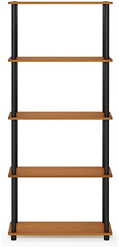Furinno TURN-N-TUBE Storage Shelves, 5-Tier Book Shelf, Corner Shelf, Toolless Open Shelves, for Organization and Storag