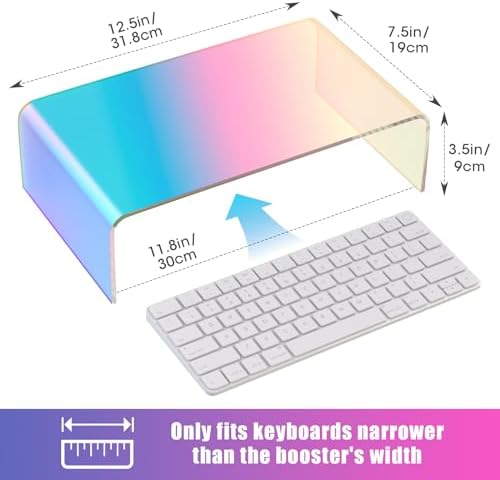 NiHome Iridescent Acrylic Computer Monitor Stand, Acrylic Laptop/PC Riser