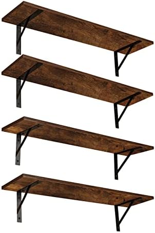 DINZI LVJ Long Wall Shelves, 39.4Inch Wooden Wall Mounted Shelves, Set of 4