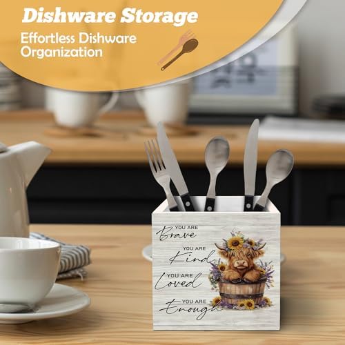 Inspirational Highland Cow Pen Holder Organizer for Desk Accessories