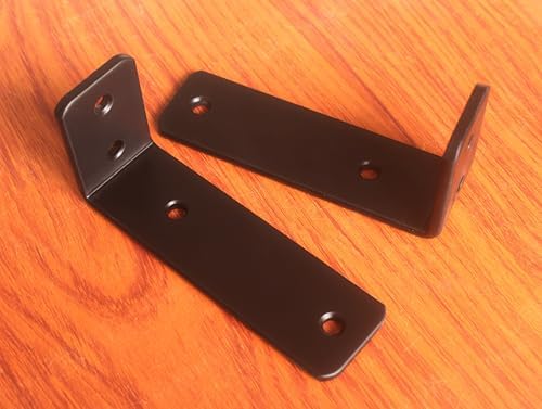 12 Pack - L 5" x H 2" x W1.5, 5mm Thick Black L Shelf Bracket, Iron Shelf Brackets, Metal Shelf Brackets, Floating Shelf