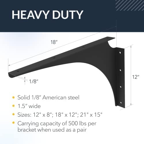 Iron Supports Universal Heavy-Duty Commercial Bracket - Industrial Support Brackets - Steel Mounting Bracket for Shelves