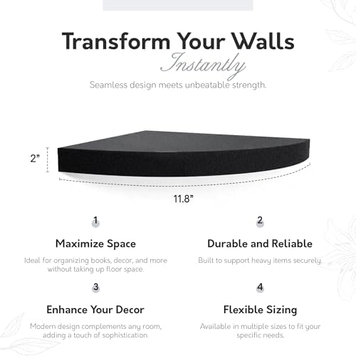 InPlace Durbale Corner Shelf - Easy to Install & Remove, Floating Corner Shelves - Wall Mounted Decorative Corner Shelf 