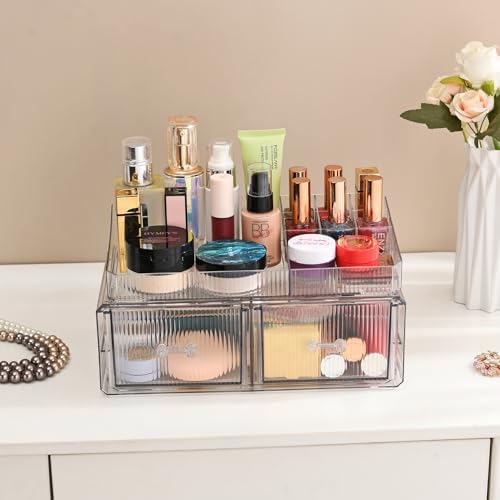 ZHIAI stackable storage drawer, cosmetic acrylic storage box, cosmetics and beauty product storage organizer, suitable f
