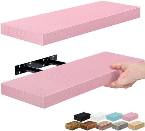 Sorbus 16 Inch Floating Shelves for Wall (2 Pack, Pink)