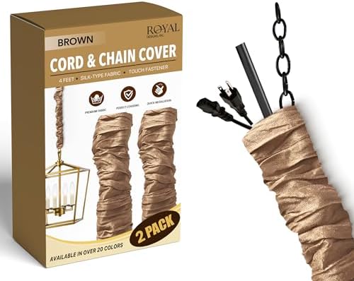 Royal Designs, Inc. Cord & Chain Cover 4 ft Silk Type Fabric, Chandelier Pendant Lighting Chain & Cable Management, Touc