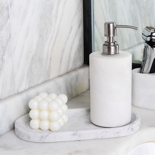 Koville Natural White Marble Tray for Home Decor, 10" x 5" Marble Vanity Tray for Bathroom Countertop Organizer Stone Tr