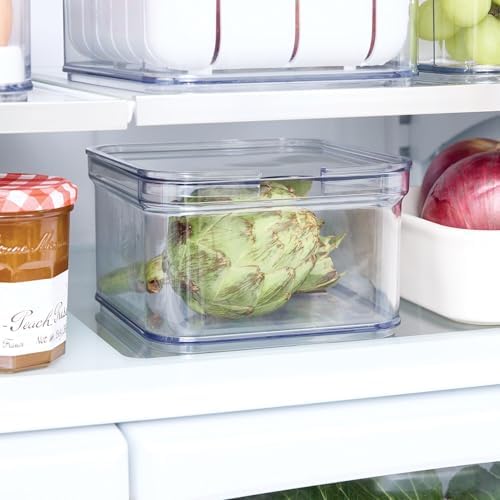 iDesign Stackable Fridge Organizer Bins with Lids for Fresh Produce - Set of 3 - Clear