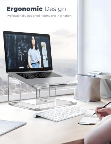 FUCDTEFC Acrylic Laptop Stand for Desk, Laptop Riser for 10-17.3 Inch Laptops, Ergonomic Computer Stand Holder Compatibl