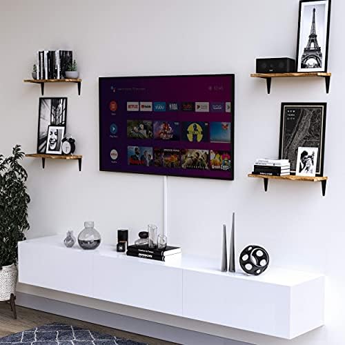 Wallniture Arras Floating Shelves for Wall Storage, Wood Wall Shelves for Kitchen Organization and Storage, Set of 4, 17