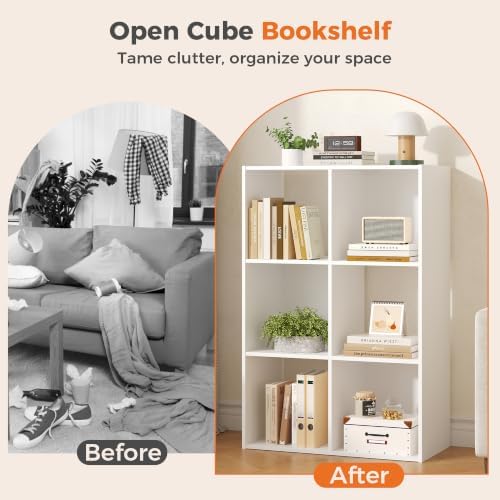 DUMOS 6-Cube Storage Organizer, Open Bookshelf 3 Removable Panels