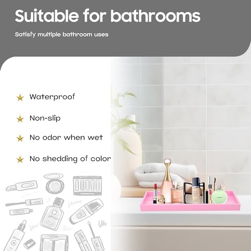 Vanity and Bathroom Tray, 15" ABS Countertop Organizer,Waterproof Vanity Tray for Toilet Tank,Perfume,Soap,Keys,Bathroom