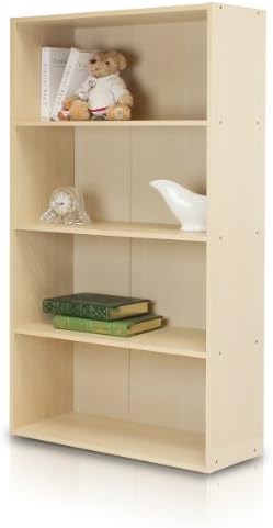 Furinno PASIR Book Shelf, 4-Tier Bookshelf, Bookcase with Open Shelf, 9.4 x 23.6 x 41.7, for Living Room, Bedroom, Home 