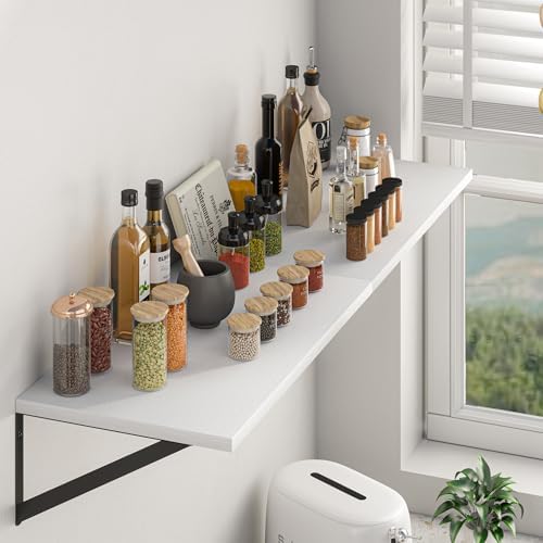 Heimlove 32W x 12D Deep Floating Shelves Set of 2 White