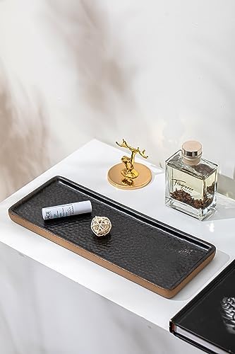 Vanity Tray with Brown Trim, Candle Tray, Bathroom Countertop Perfume Holder Organizer, Decorative for Dresser, Table, C