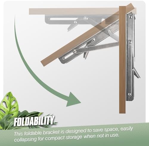 Folding Shelf Brackets - 4 Pcs 8 Inch,Heavy Duty, Stainless Steel
