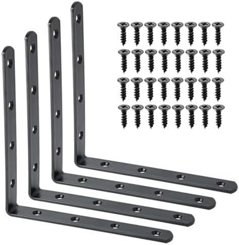 Alise 4Pcs Floating Shelf Brackets, Black Heavy Duty L Bracket for Shelves