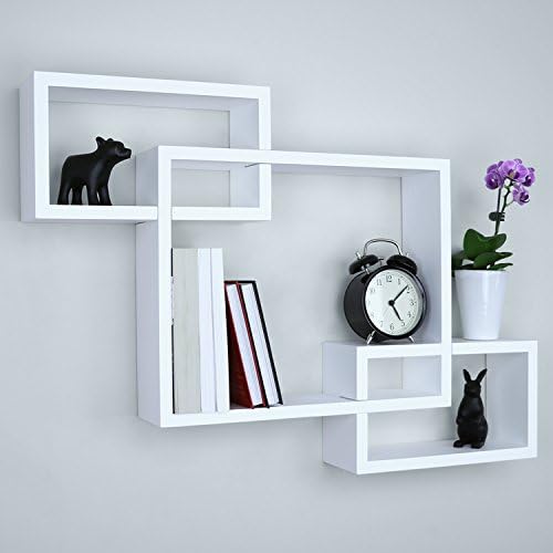 Ballucci Wooden Interweave Floating Wall Mounted Shelves, Horizontal and Vertical Display Storage Shelf for Living Room 