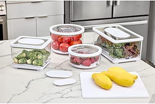 iDesign Small Round Fridge Produce Bin - Clear/White
