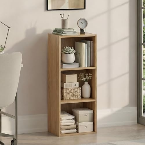 Vida Designs Oxford 3 Tier Cube Bookcase Oak Wooden Shelf Unit for Office Living Room Furniture