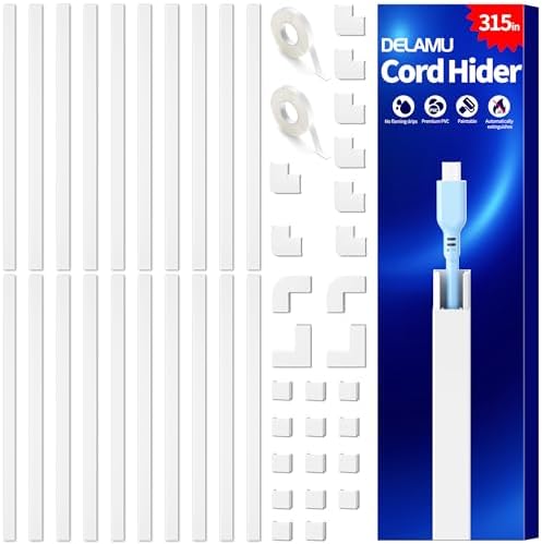 Delamu Cable Hider, 315in Cord Hider Cord Covers for 1 Wire on Wall, Premium Wire Covers for Cords, Cable Cover Organize