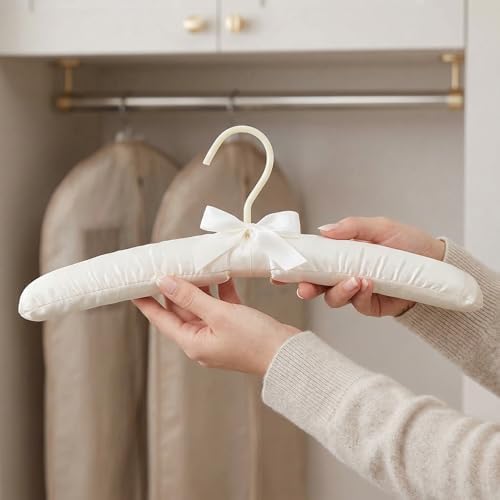 Tosnail 12 Pack Satin Padded Hangers, 15.8" Foam Padded Hangers with Swivel Hook, Crease and Wrinkle-Free Design for Clo