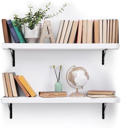 Hiceeden 12 Pack Heavy Duty Shelf Brackets, 8 in x 5 in Wall Mount Steel L Shelf Bracket, Angle Brackets for Floating Sh