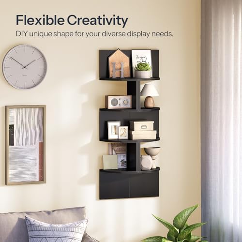 HOOBRO Corner Shelf Wall-Mounted, Set of 2 Floating Corner Shelves for Wall