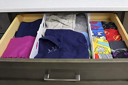 Home Basics 2 Piece Plastic Adjustable Drawer Dividers, White (2) | Organize Any Drawer | Great for Crafts, Accessories 
