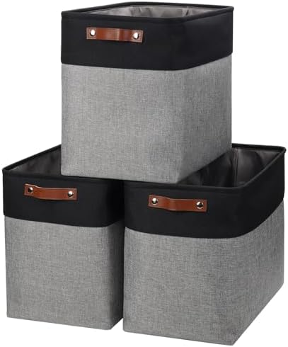 Bagnizer Large Fabric Storage Baskets | 50L Storage Bins, Decorative Linen Closet Baskets with Handles for Organizing, S