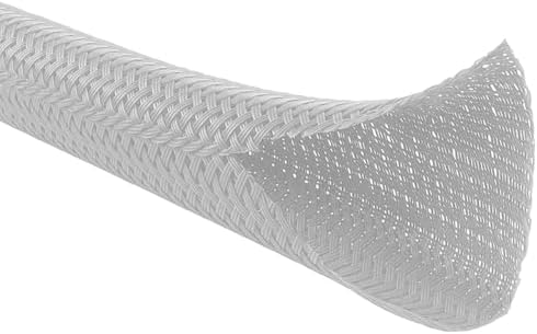 Kable Kontrol Braided Cable Sleeve Split Wrap 1/4” 10 Ft – Platinum Gray