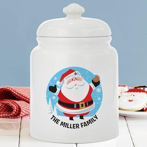 Let's Make Memories Personalized Festive Santa Cookie Jar - For Her - Kitchen Christmas Décor